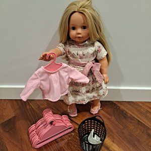 18" Doll Laundry Basket & 17 Hangers-American Girl Size